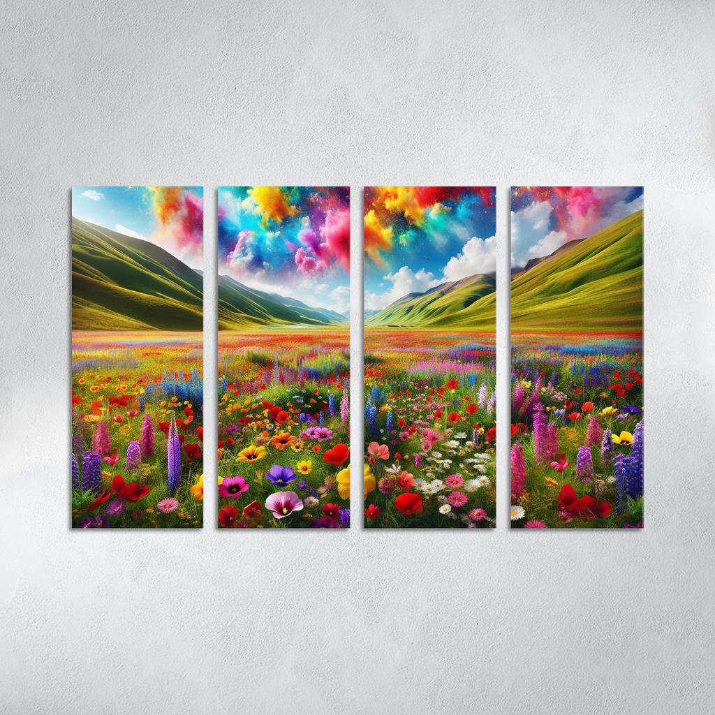 The Vibrant Blooms Of Rainbow Meadow Custom Paintings Frame