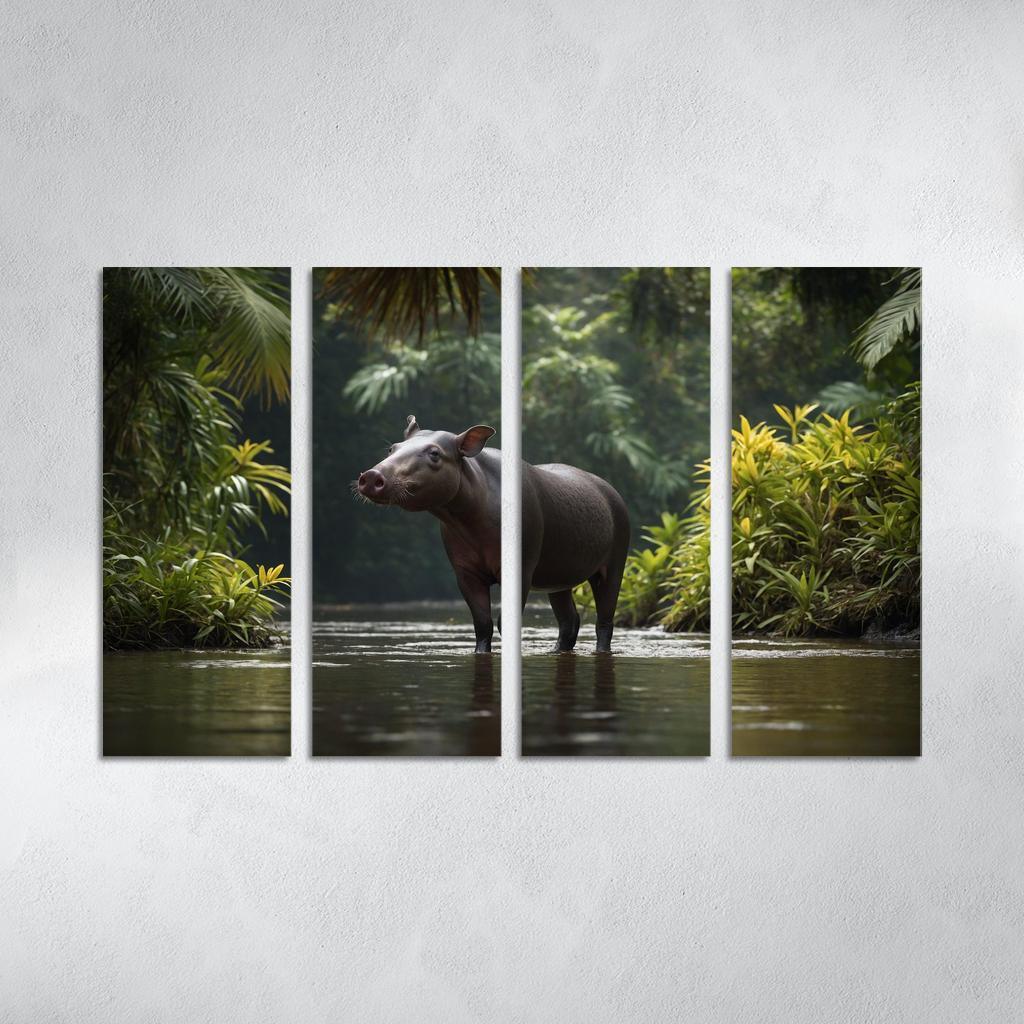The Playful Baird's Tapir In The Rainforest Framed Paintings