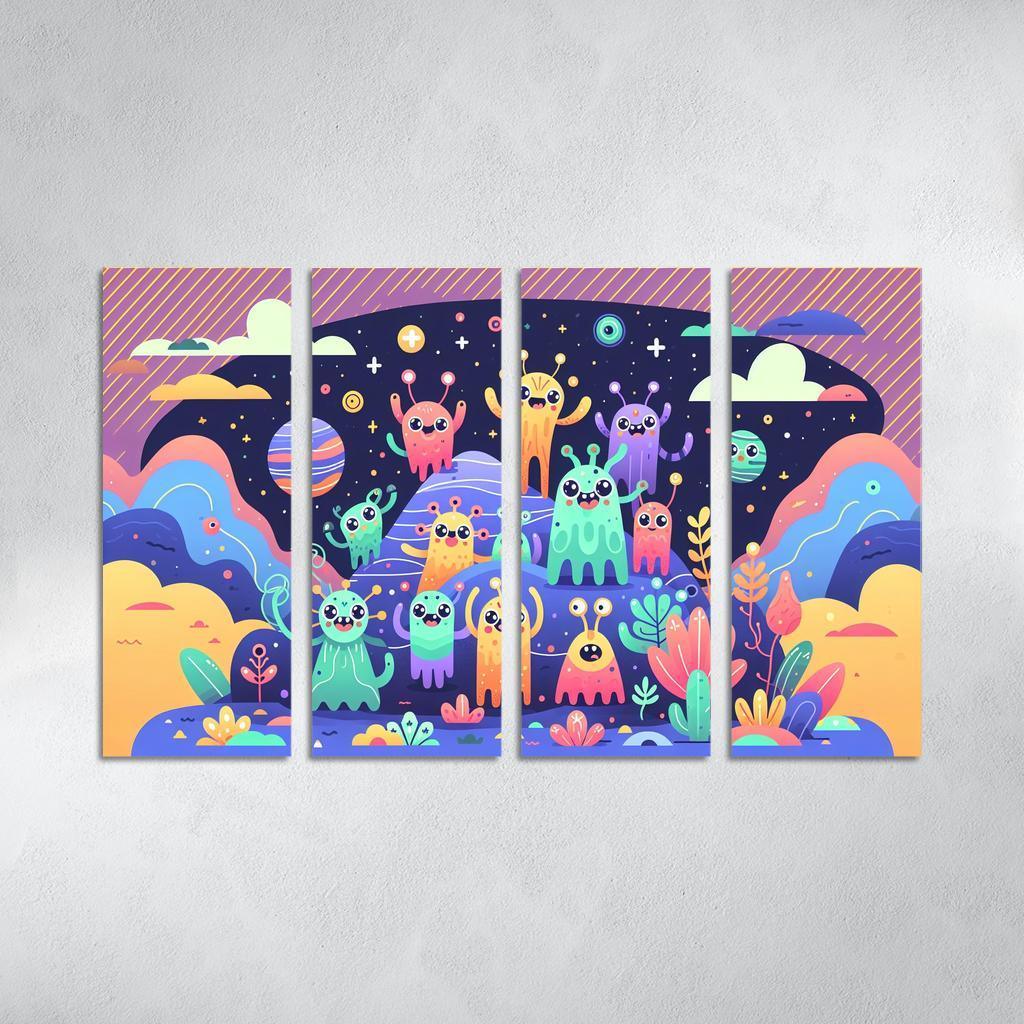 Adventure in Space 4 Piece HD Modern Canvas Panels-Original Frame
