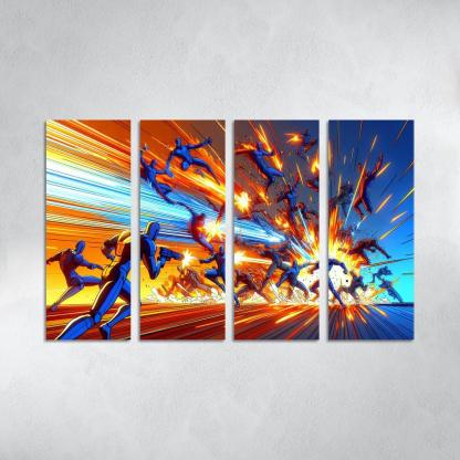 Dragon Ball Z Energy 4 Piece HD Modern Canvas Panels-Original Frame