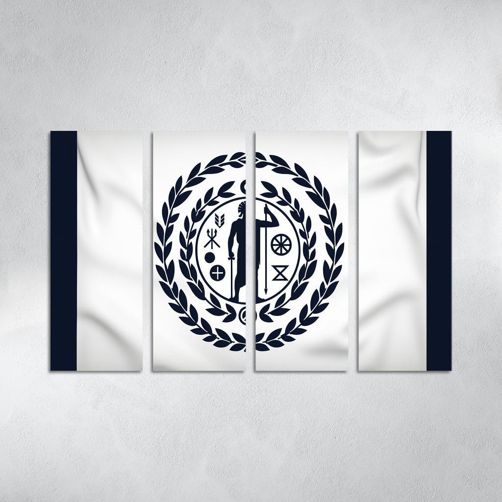 Stitching History The Flag of the Cherokee Nation 4 Piece HD Modern Canvas Panels-Original Frame