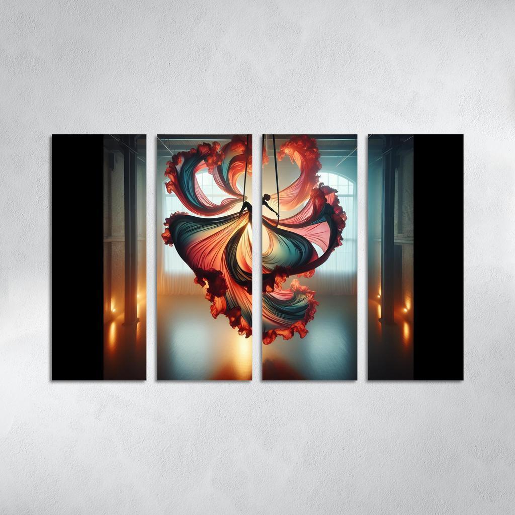Aerial Silks Dance in the Air 4 Piece HD Modern Canvas Panels-Original Frame