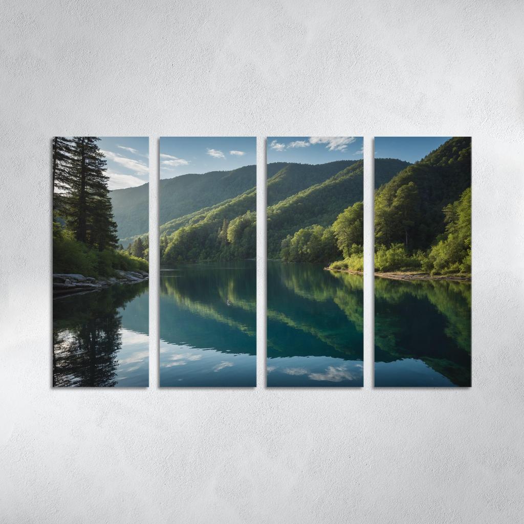 The Mesmerizing View Of Crystal Blue Lakes Oil Paintings Frame