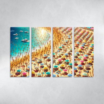 Sunny Isle Vibrant Beach Party Hub Premium Artwork Frames