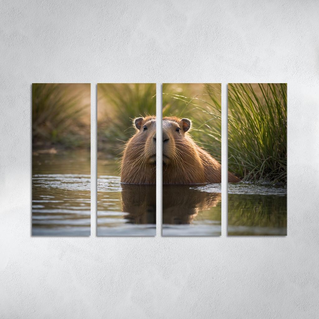 The Charming Capybara By A Waterhole Framed Paintings