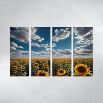 The Radiant Fields Of Golden Sunflowers Oil Paintings Frame