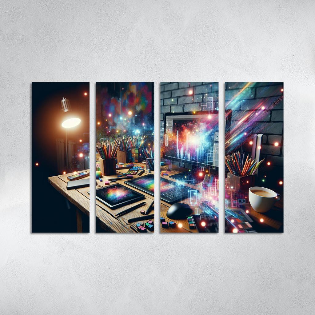Digital Art Create Your Own Virtual Masterpieces 4 Piece HD Modern Canvas Panels-Original Frame