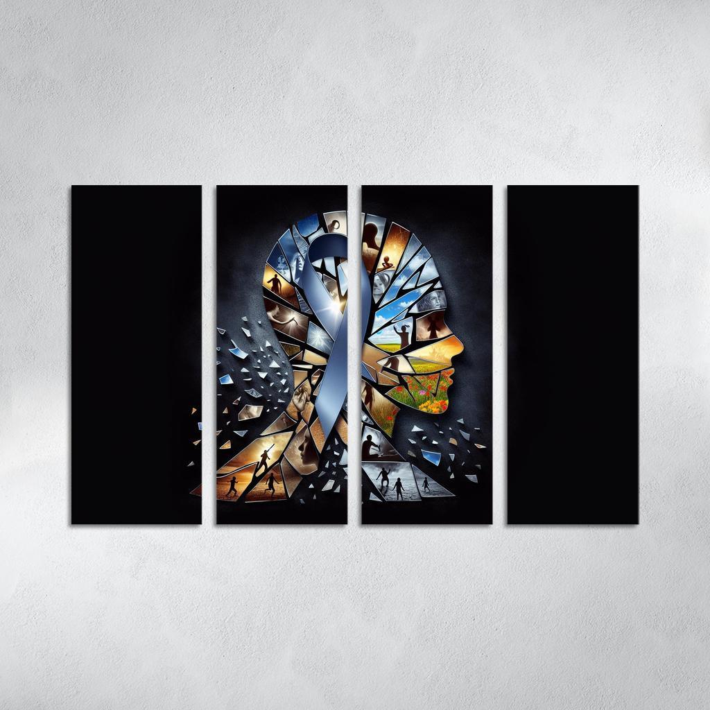 Shattered Silence Advocating for Survivors of Violence 4 Piece HD Modern Canvas Panels-Original Frame
