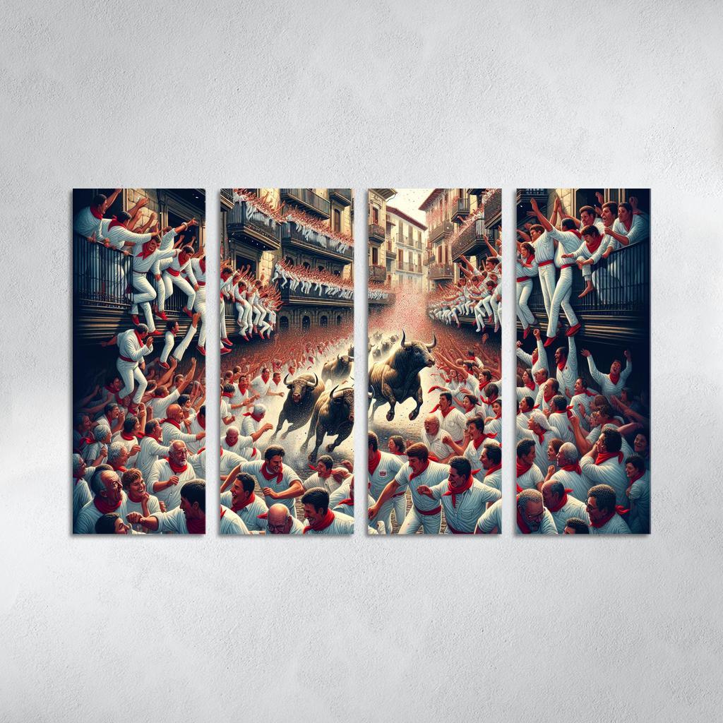 San Fermin Festival - Pamplona Spain Canvas Paintings Frame