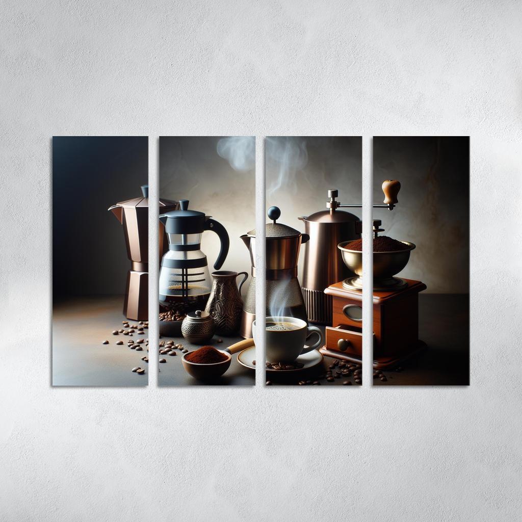 Home Brewed Coffee The Art of Crafting Perfection 4 Piece HD Modern Canvas Panels-Original Frame