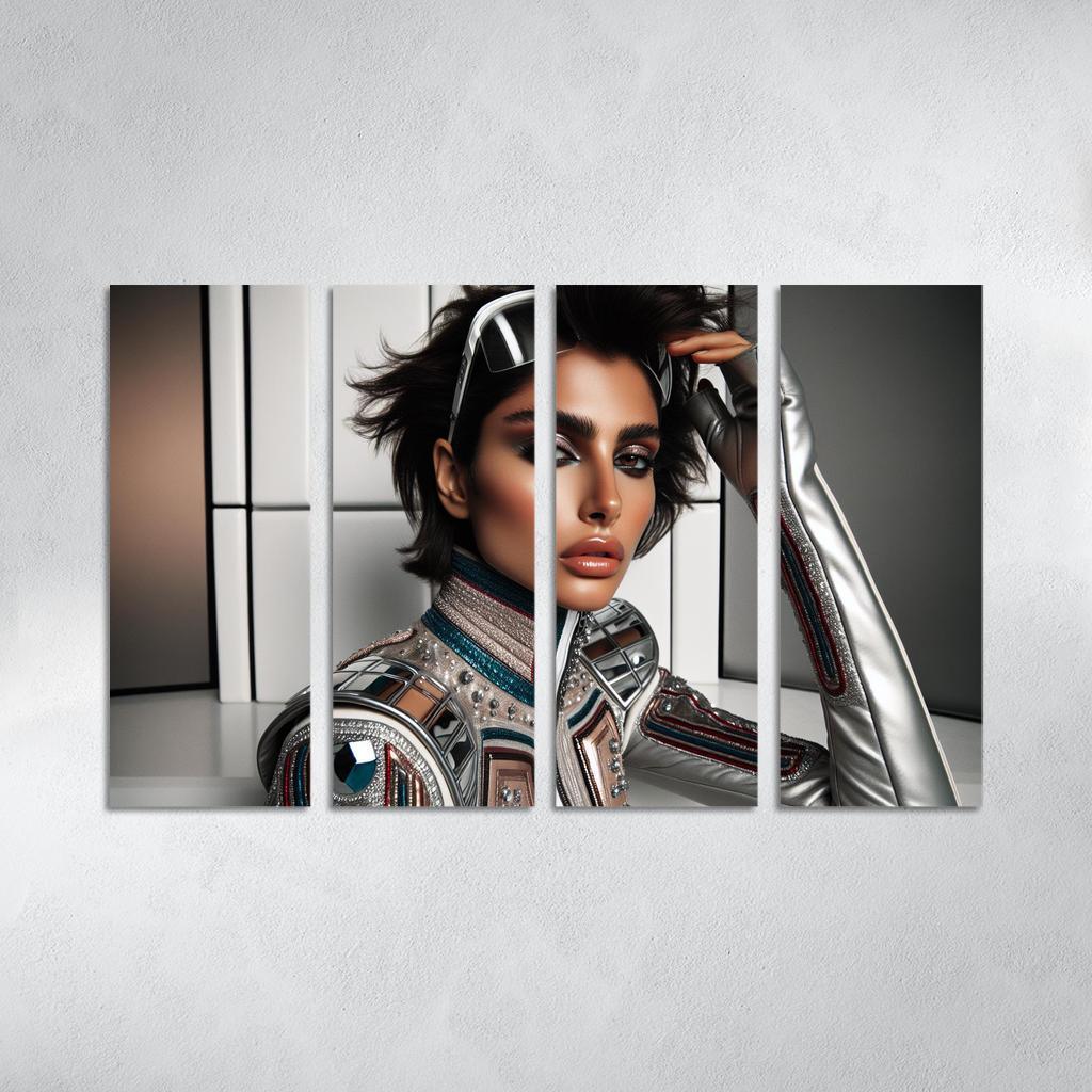 Retro Futurism Fashioning the Future 4 Piece HD Modern Canvas Panels-Original Frame