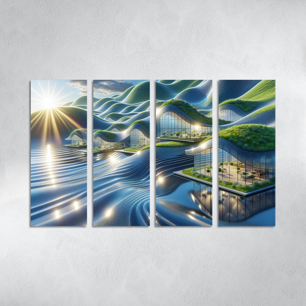 Solar Wave Housing 4 Piece HD Modern Canvas Panels-Original Frame