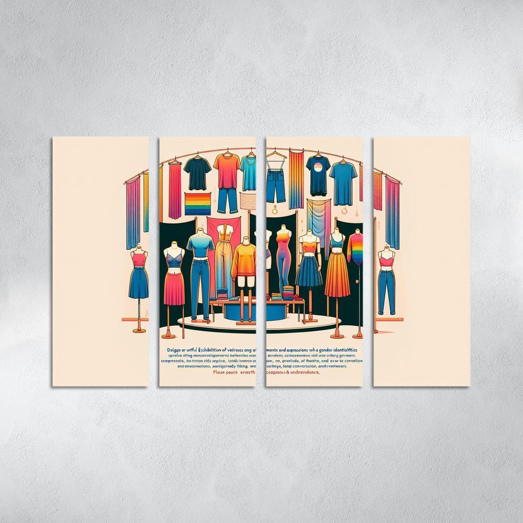 Threads of Identity Navigating Gender and Expression 4 Piece HD Modern Canvas Panels-Original Frame