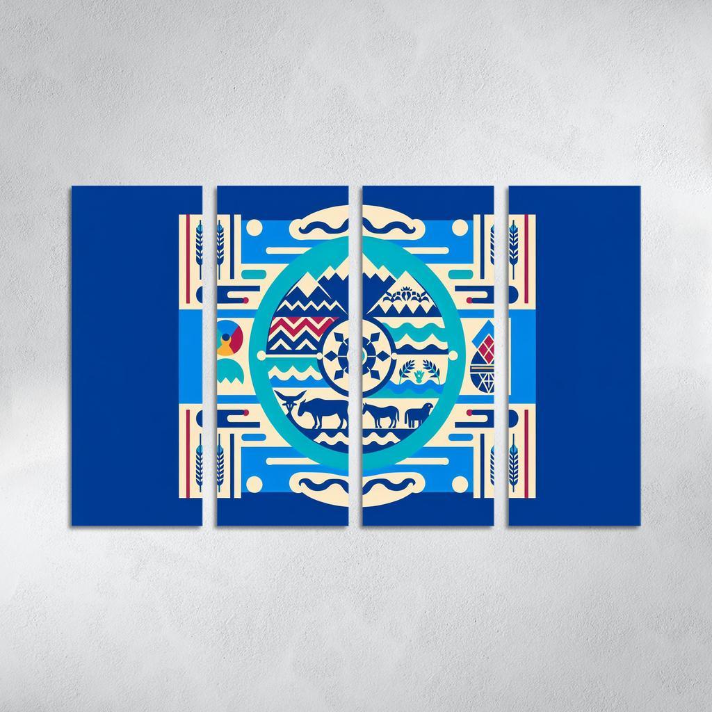 Cultural Resonance The Flag of the Navajo Nation 4 Piece HD Modern Canvas Panels-Original Frame