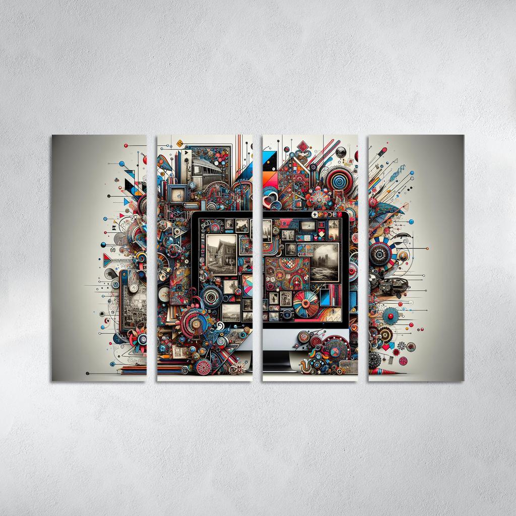 Digital Scrapbooking Preserving Memories Creatively 4 Piece HD Modern Canvas Panels-Original Frame