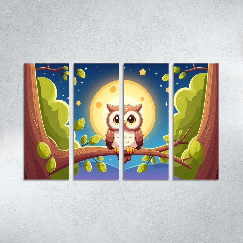 Adventure Owl 4 Piece HD Modern Canvas Panels-Original Frame