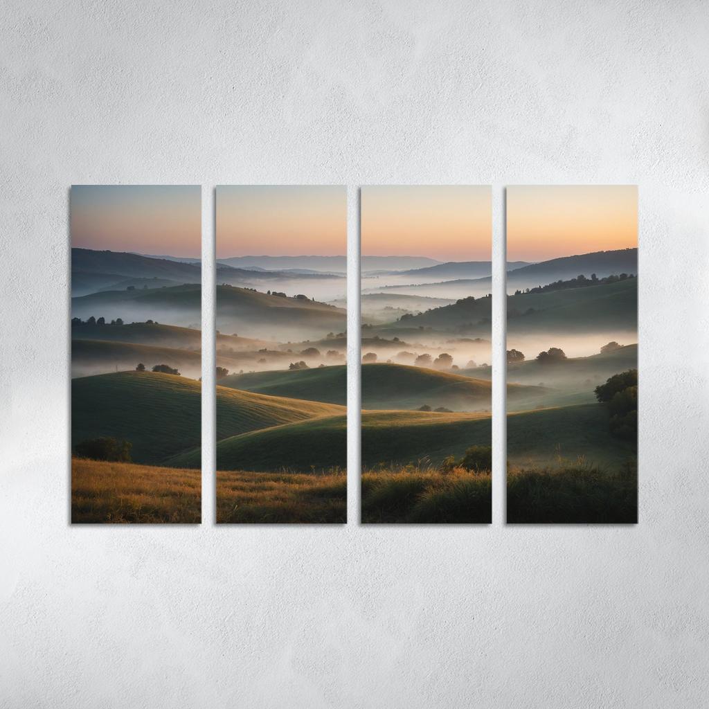 The Celestial Dawn Over Misty Hills Modern Paintings Frame
