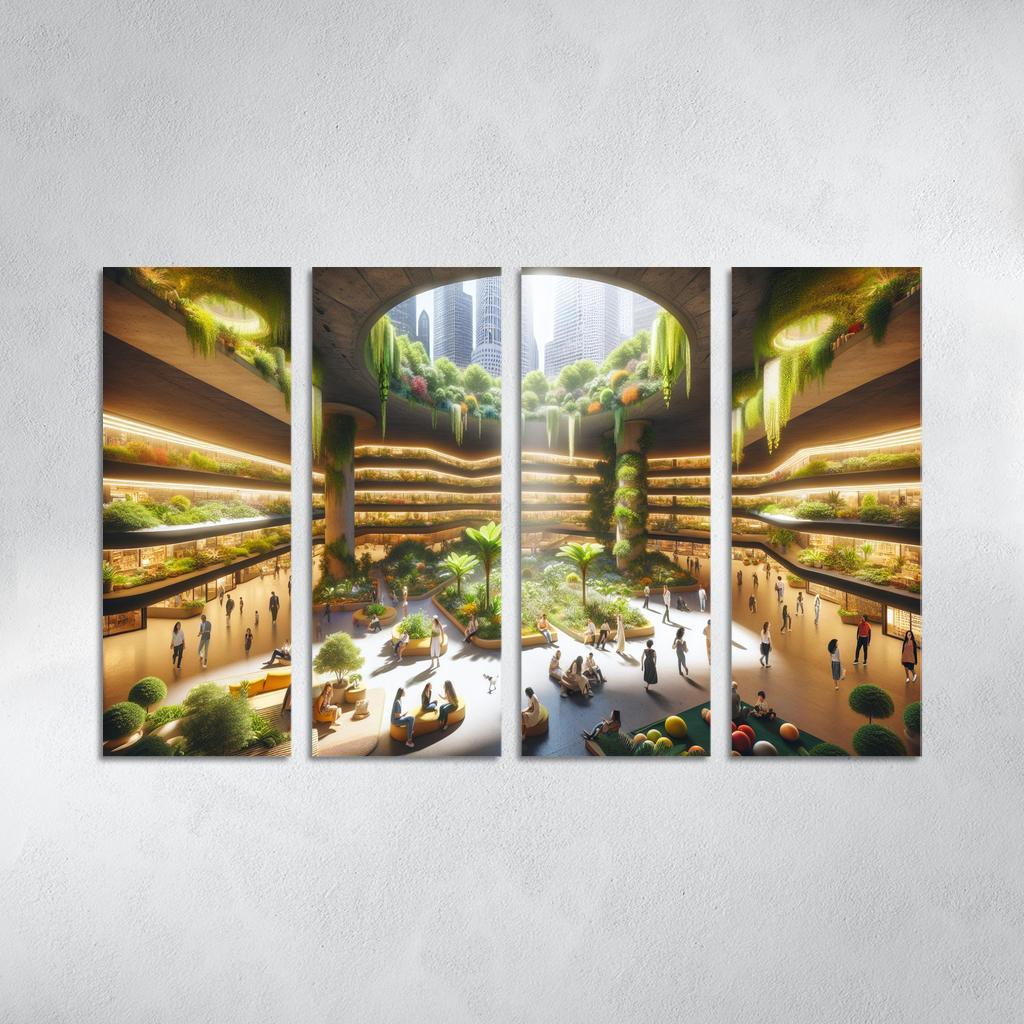 Underground Urban Oasis 4 Piece HD Modern Canvas Panels-Original Frame