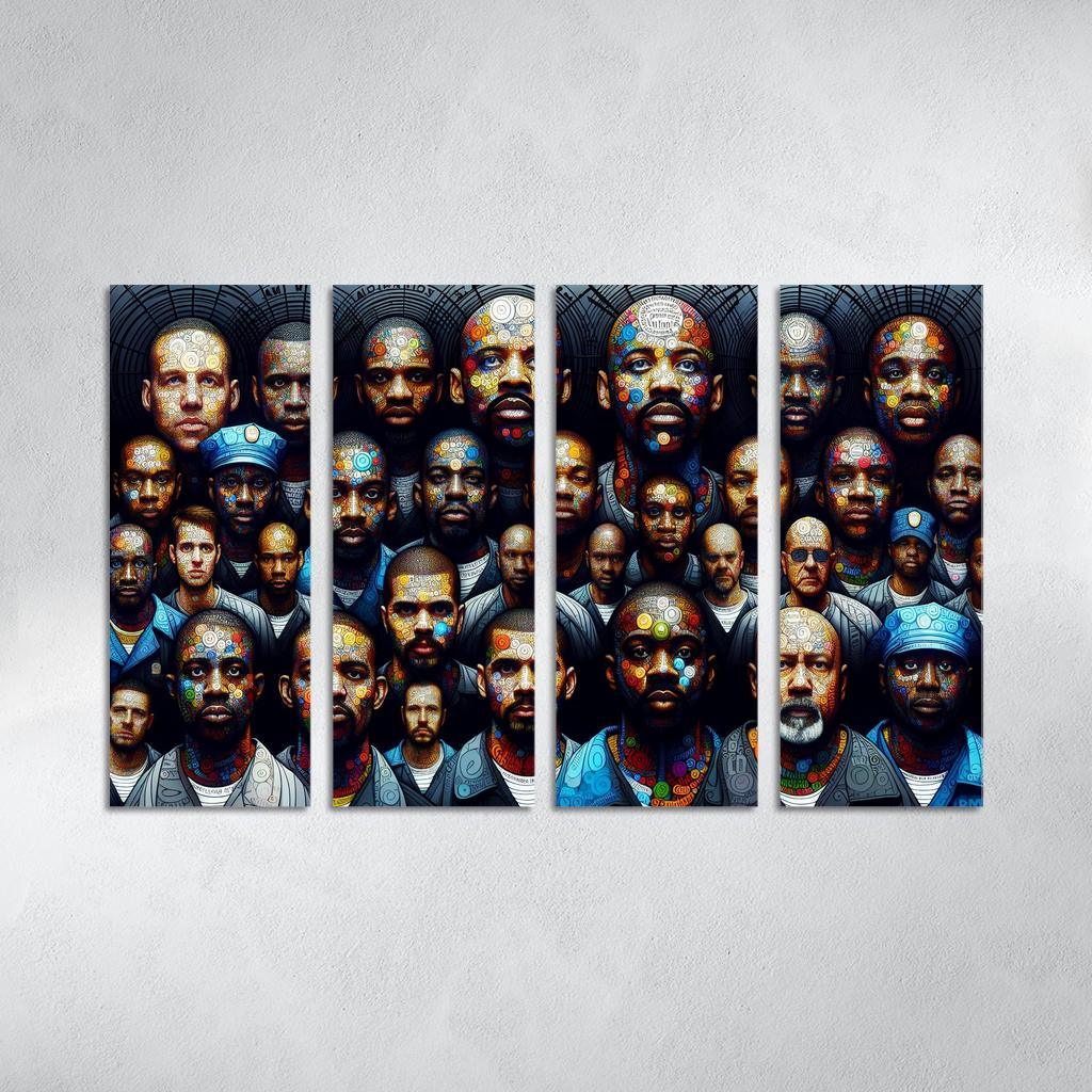 Echoes of Silence The Plight of the Incarcerated 4 Piece HD Modern Canvas Panels-Original Frame