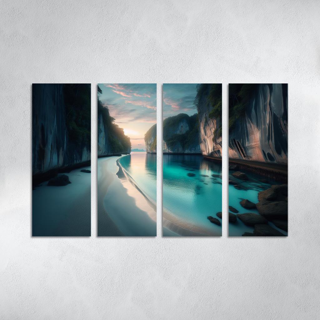 Silver Beach Escape Modern Paintings Frame