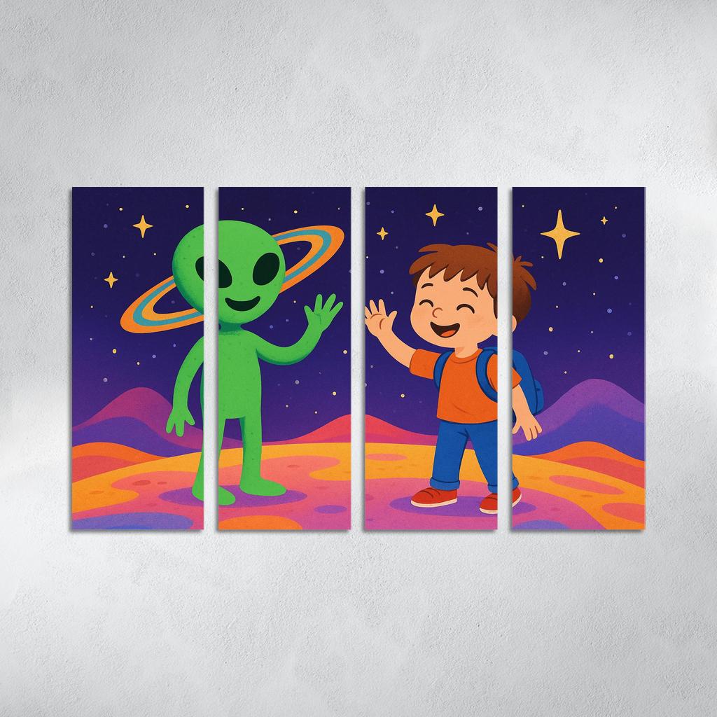 Alien Encounter - Outer Space Adventure Framed Paintings