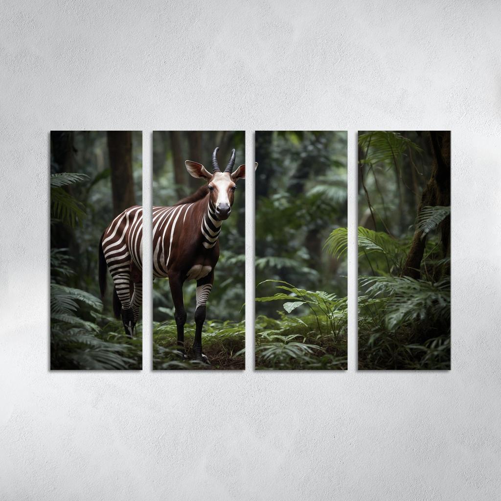 The Unique Okapi Nature's Hidden Jewel 4 Piece HD Modern Canvas Panels ...