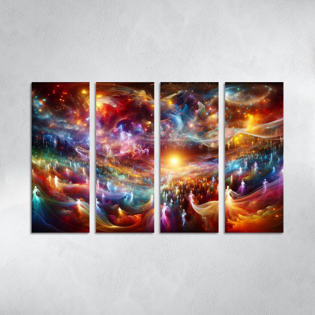 The Luminous Expanse 4 Piece HD Modern Canvas Panels-Original Frame