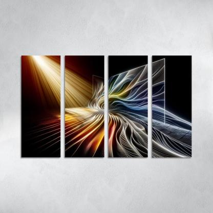 Choreography of Light and Shadow 4 Piece HD Modern Canvas Panels-Original Frame