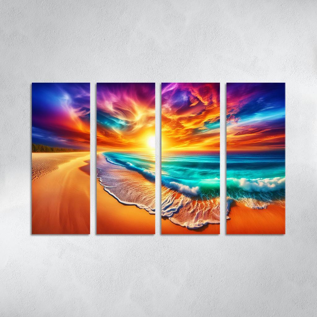 Golden Horizon Beach Modern Paintings Frame