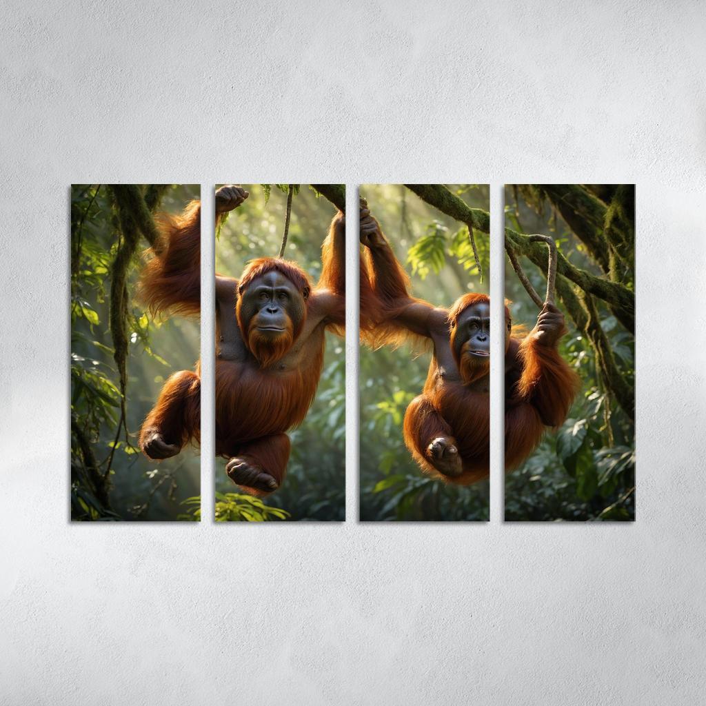The Majestic Bornean Orangutan Multi-panel Paintings