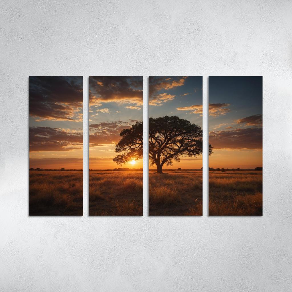 The Glowing Vistas Of Sunset Over The Plains Multi-panel Paintings