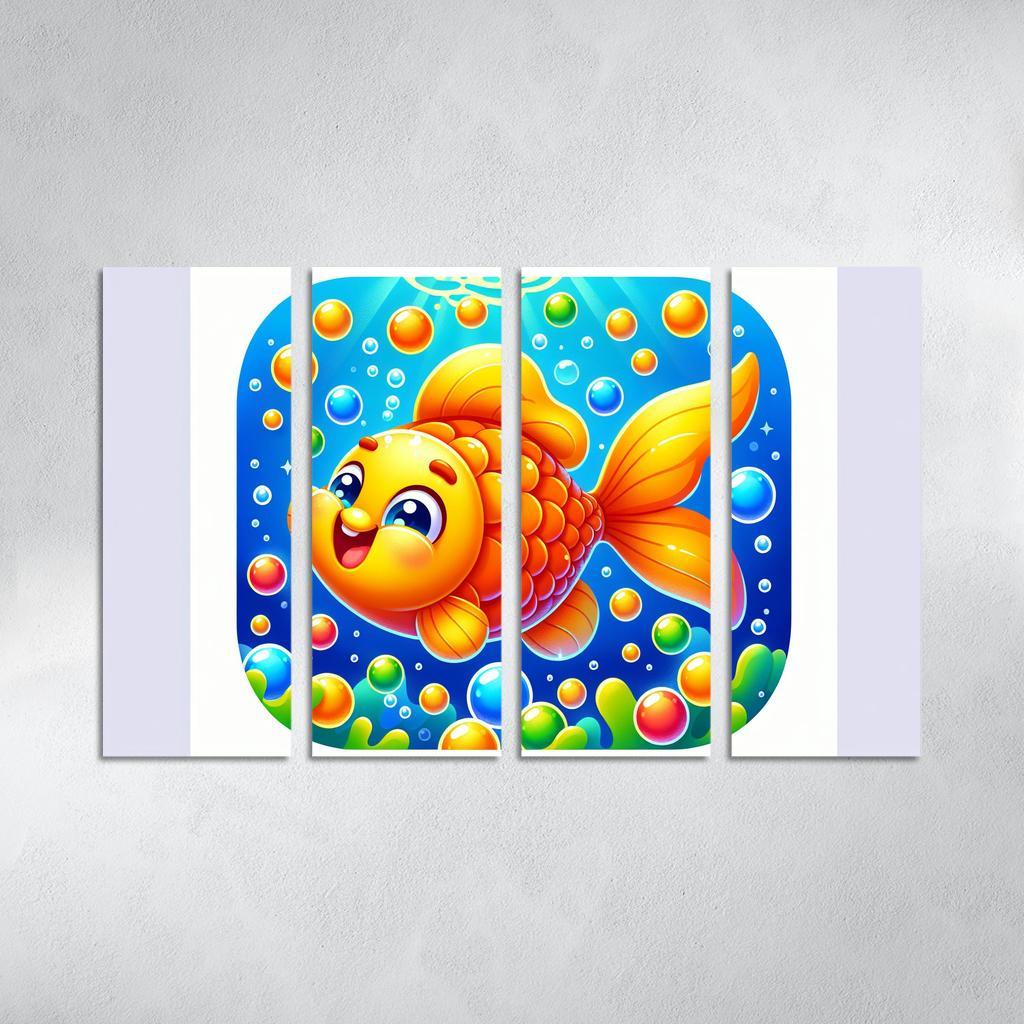 Bubbly Goldfish Modern Paintings Frame