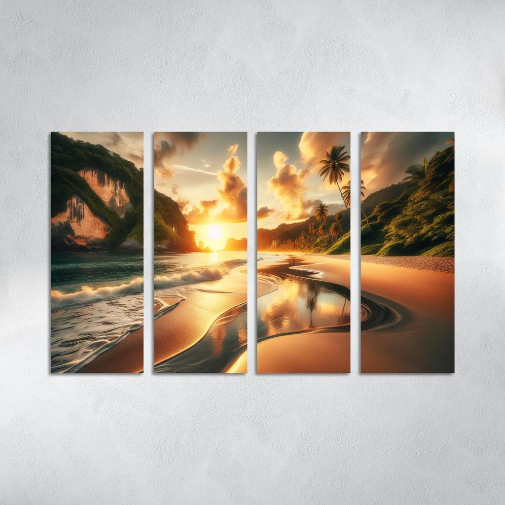 Crescent Moon Beach A Hidden Paradise Modern Paintings Frame