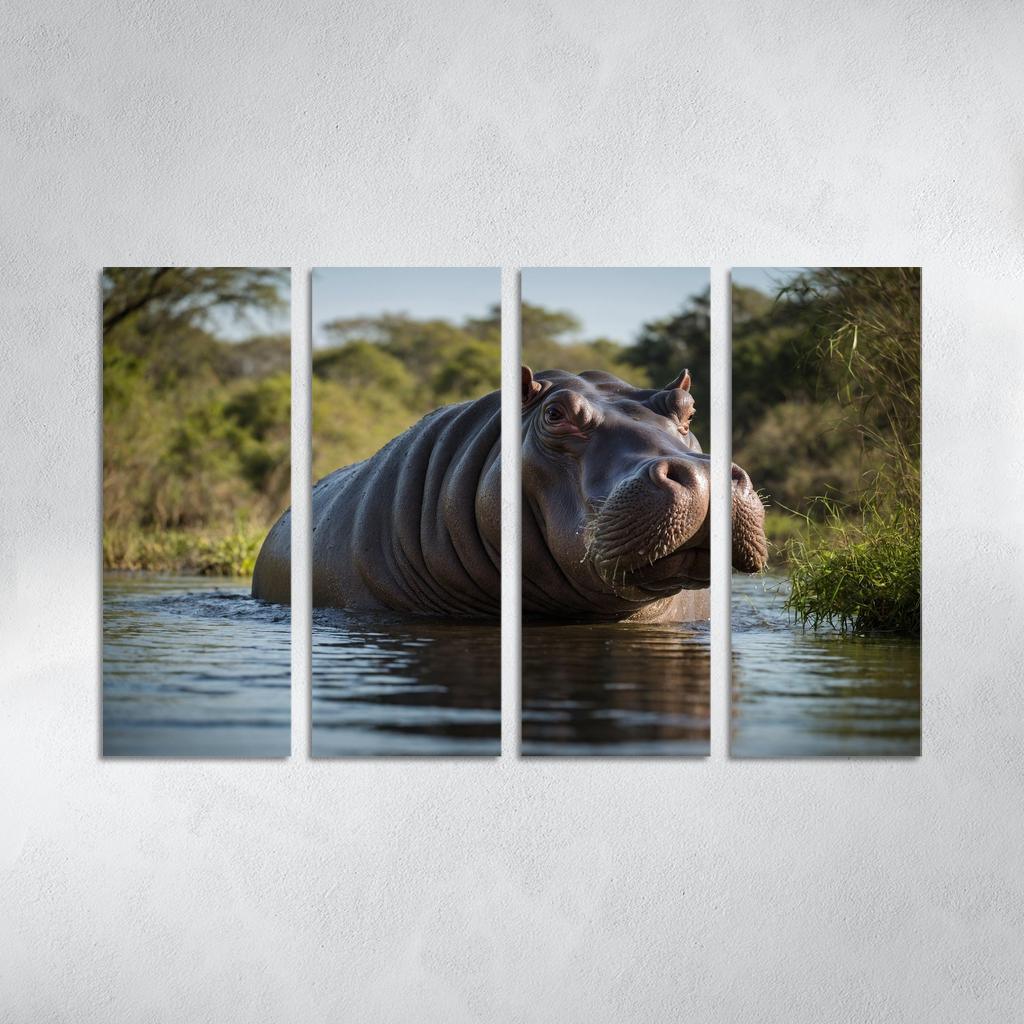 The Imposing Hippo The River Giant Custom Paintings Frame
