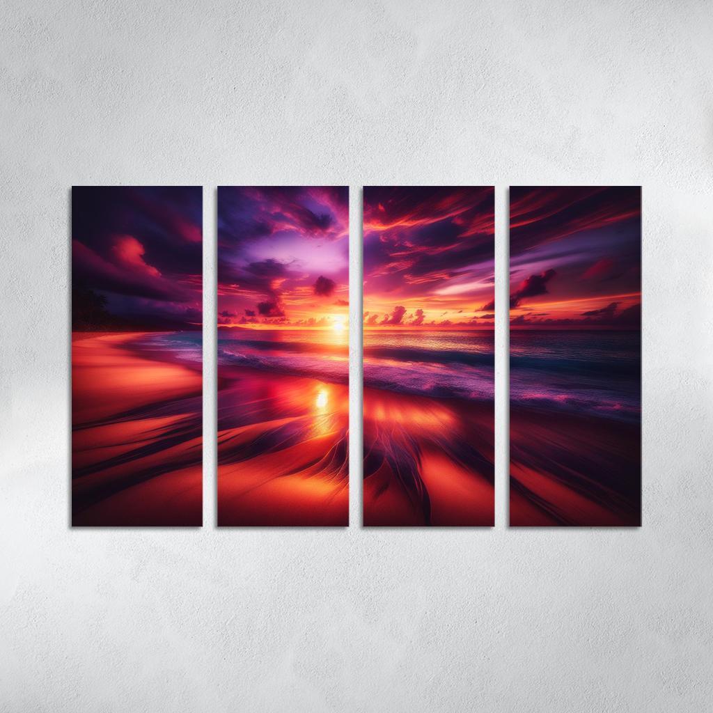 Sunset Viewpoint Beach Modern Paintings Frame