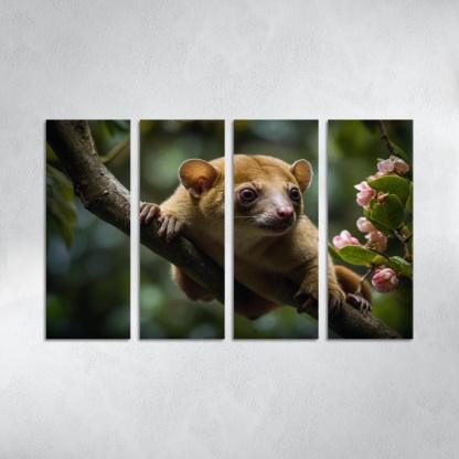 The Exotic Kinkajou In The Rainforest Canopy Framed Paintings