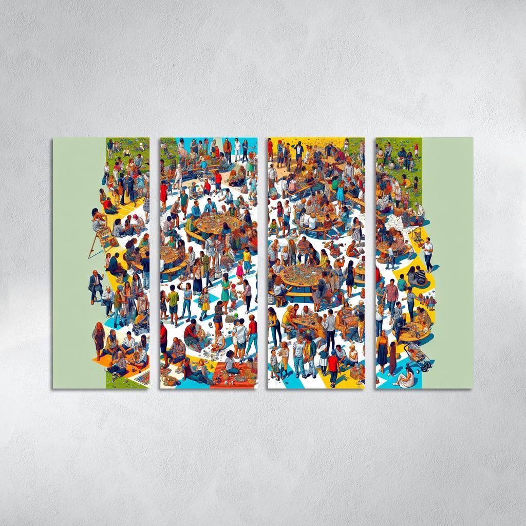 Shared Spaces Celebrating Community And Togetherness Multi-panel Paintings