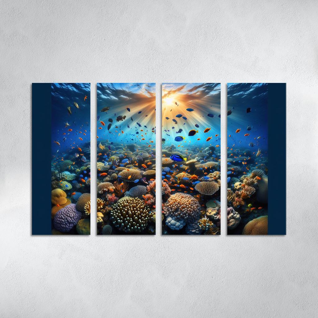 Sunset Reef Snorkel Under Vibrant Colors Custom Paintings Frame