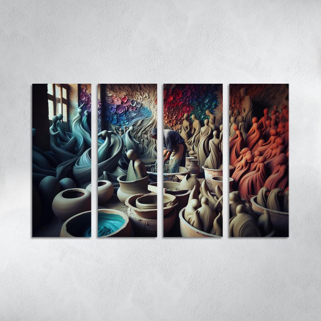 Sculpting Whispers of the Soul 4 Piece HD Modern Canvas Panels-Original Frame