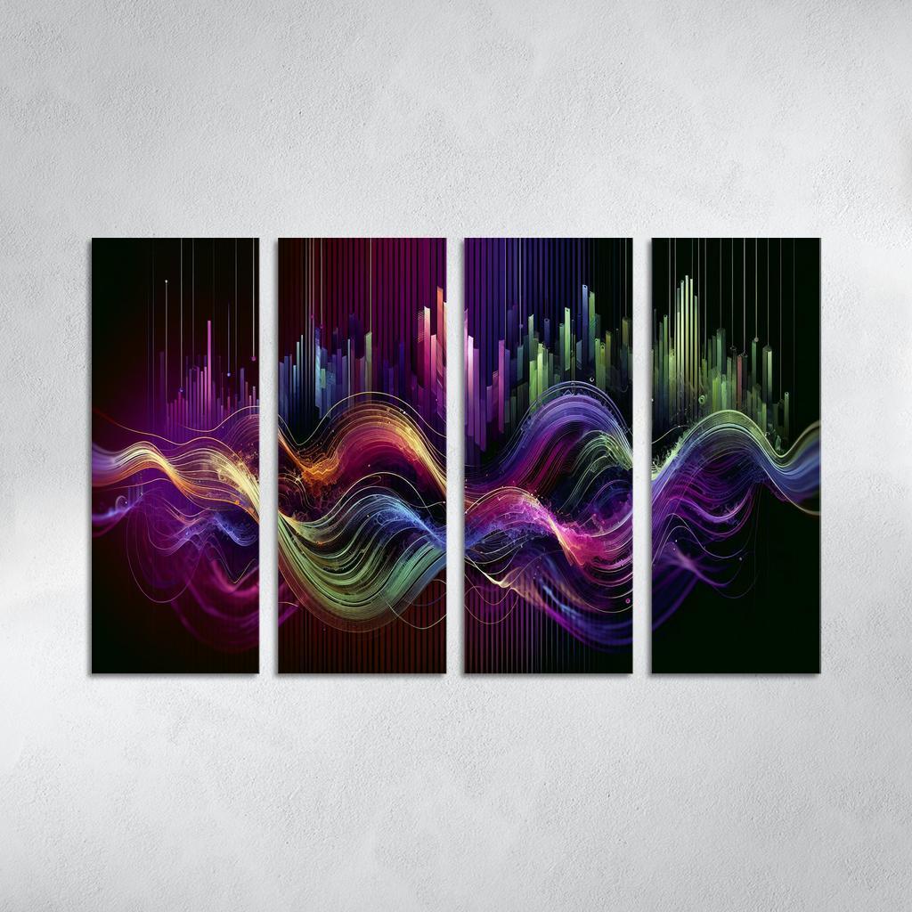 Musical Echoes Harmony 4 Piece HD Modern Canvas Panels-Original Frame