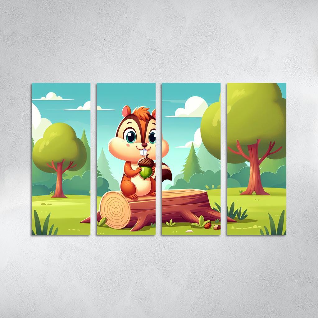 Cheeky Chipmunk 4 Piece HD Modern Canvas Panels-Original Frame