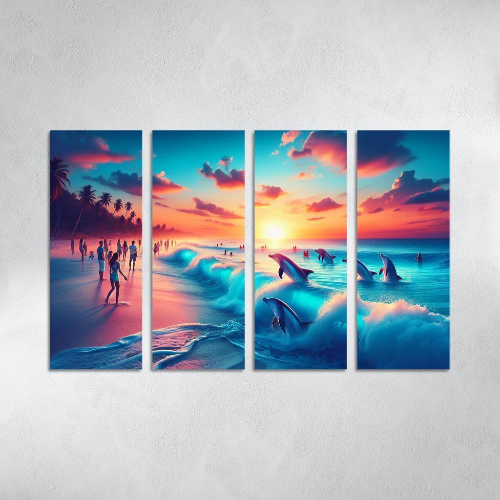 Cerulean Bliss Sunset And Wildlife Watching Premium Artwork Frames
