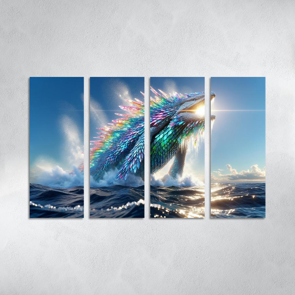 The Crystal Leviathan 4 Piece HD Modern Canvas Panels-Original Frame