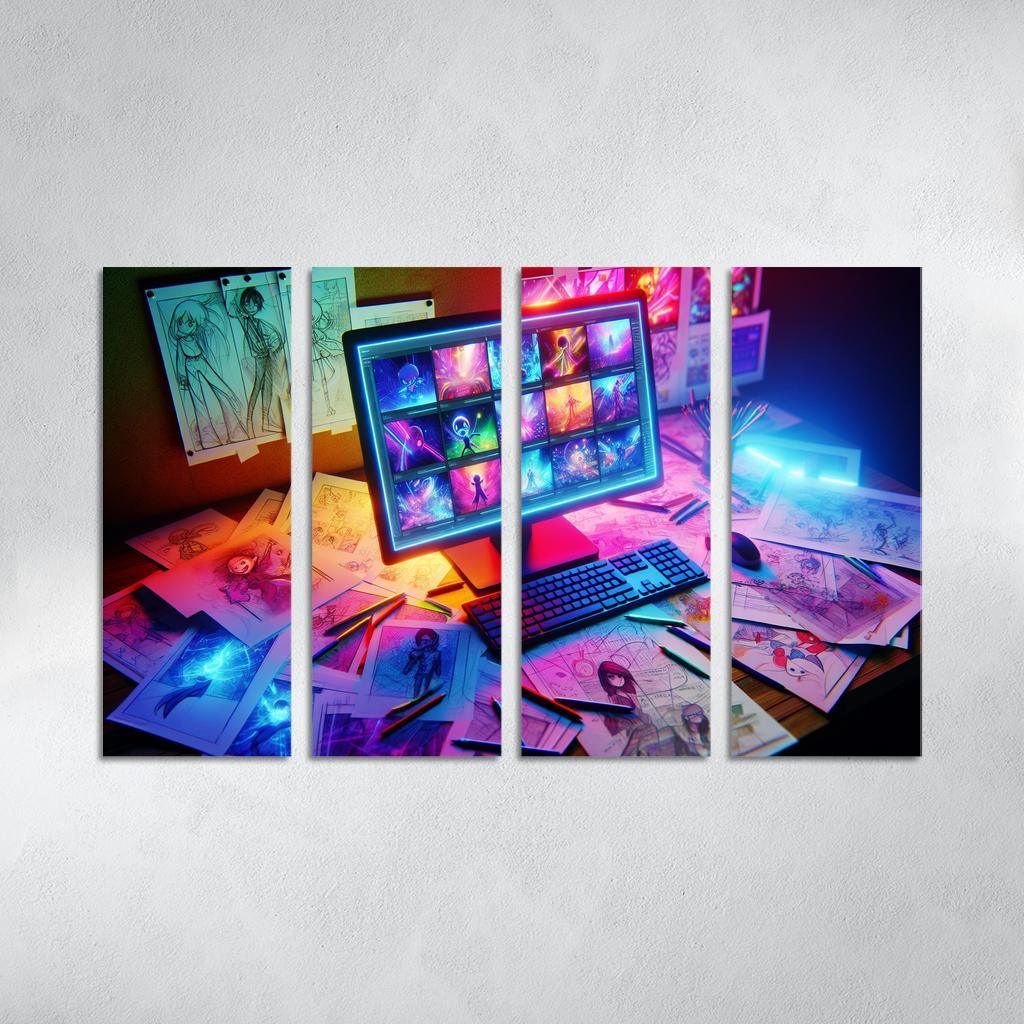 Storytelling through Digital Animation 4 Piece HD Modern Canvas Panels-Original Frame