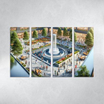 Dynamic Urban Water Features Custom Paintings Frame