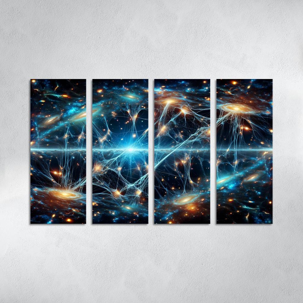The Unveiling of the Cosmic Web 4 Piece HD Modern Canvas Panels-Original Frame