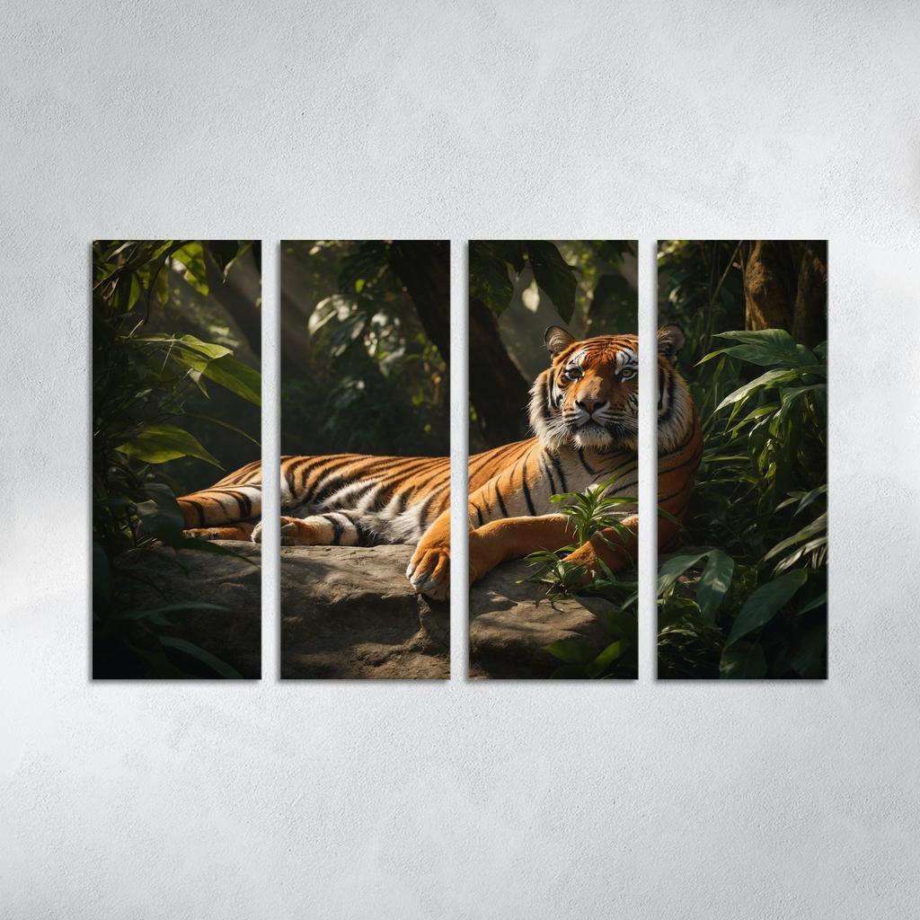 The Regal Bengal Tiger In The Jungle Canvas Paintings Frame