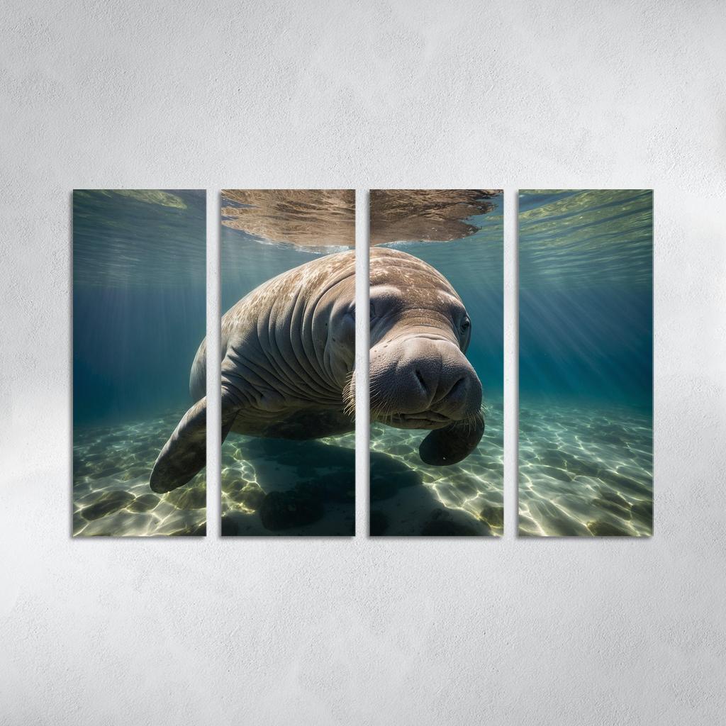 The Mysterious Manatee In Coastal Waters Framed Paintings