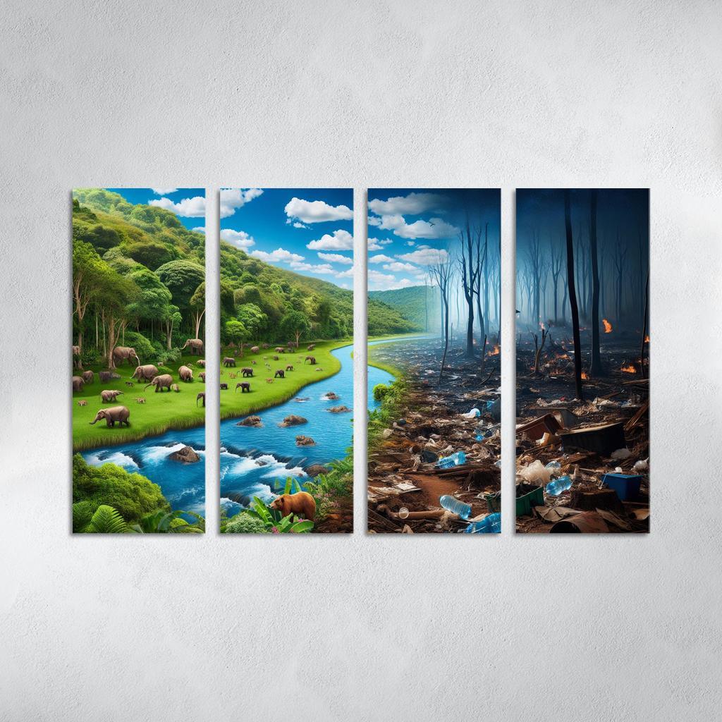 Nature's Cry Environmental Sustainability And Action Multi-panel Paintings