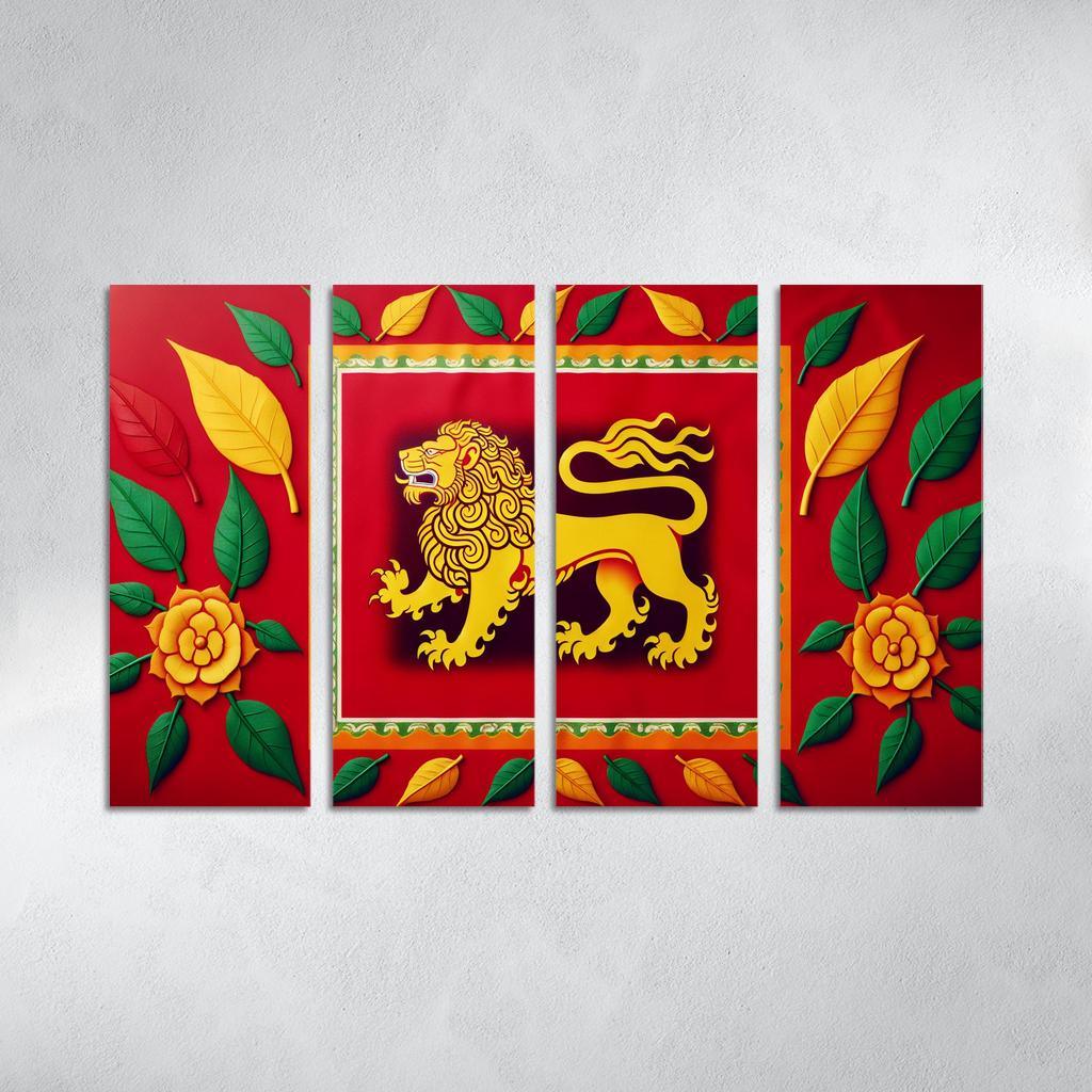 Legacy of Peace The Flag of Sri Lanka 4 Piece HD Modern Canvas Panels-Original Frame